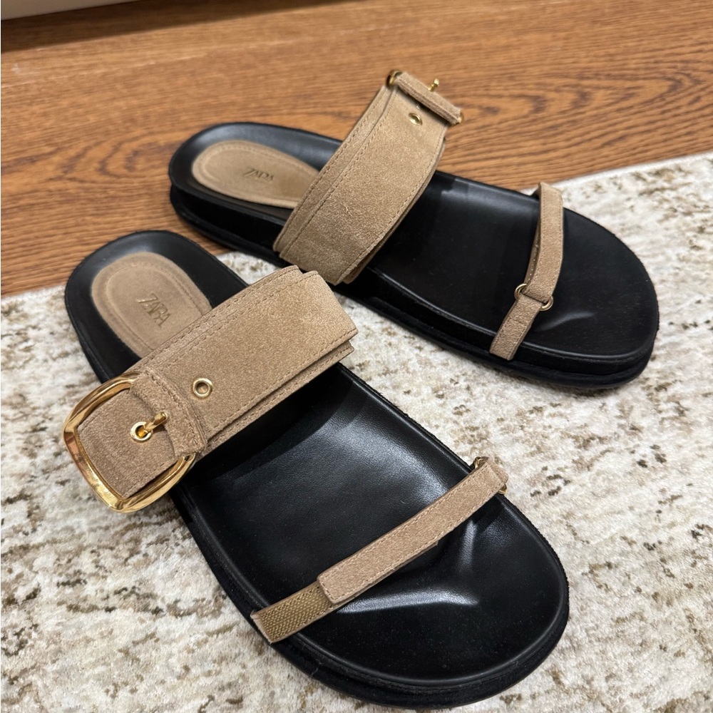 Zara Tan suede sandal